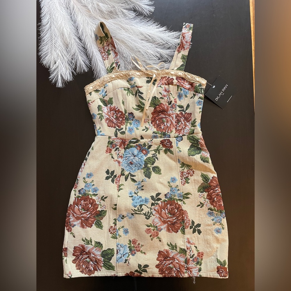 Floral Mini Dress with Lace by Dylan Ryan